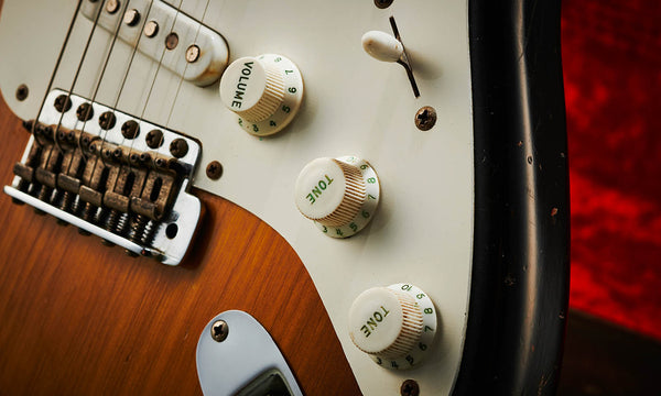 Eine Stratocaster in Nahaufnahme