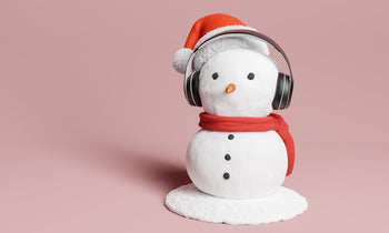 Weihnachts-Schneemann mit Kopfhörern