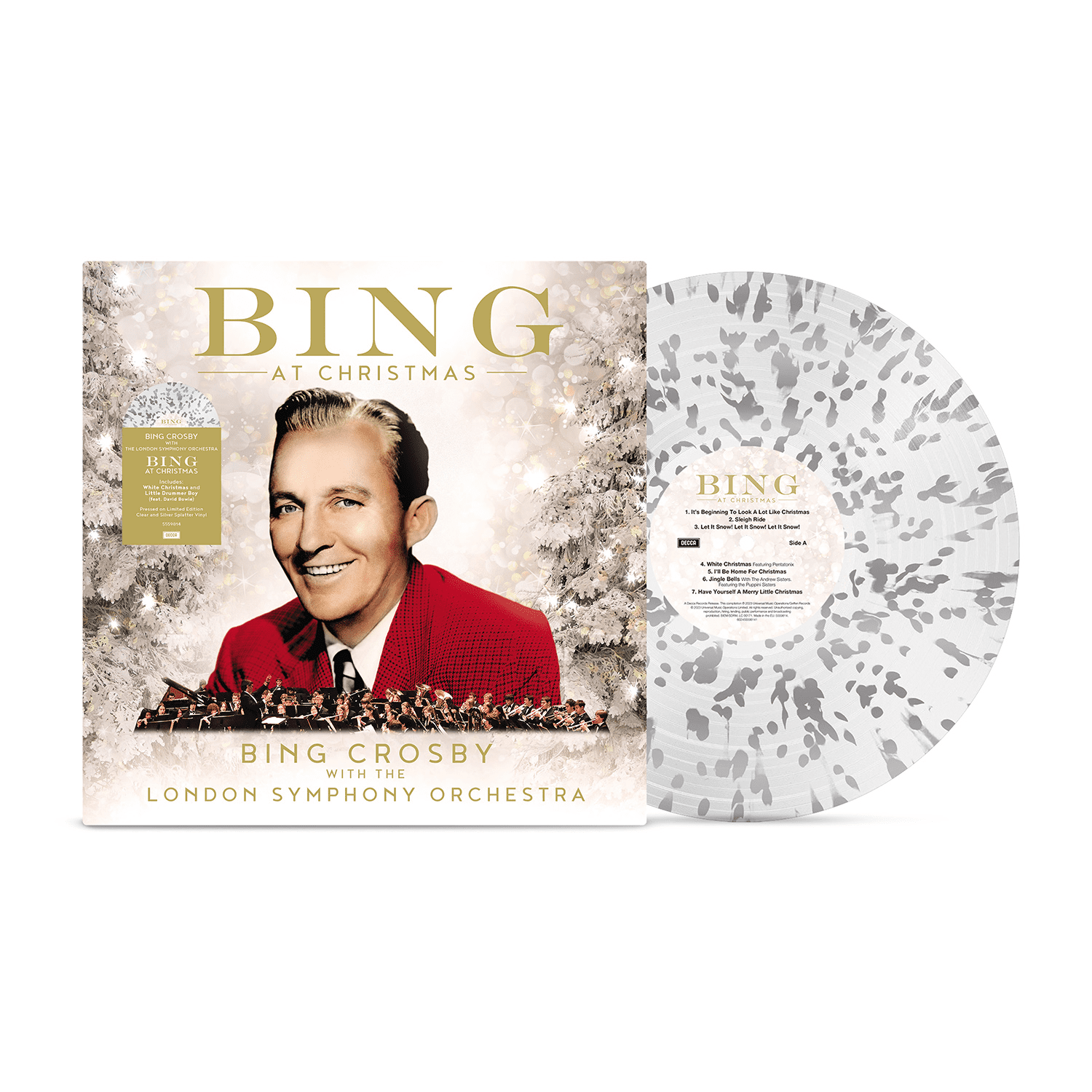 Bing Crosby Bing At Christmas LP - Silver-Clear Splatter Vinyl 325950