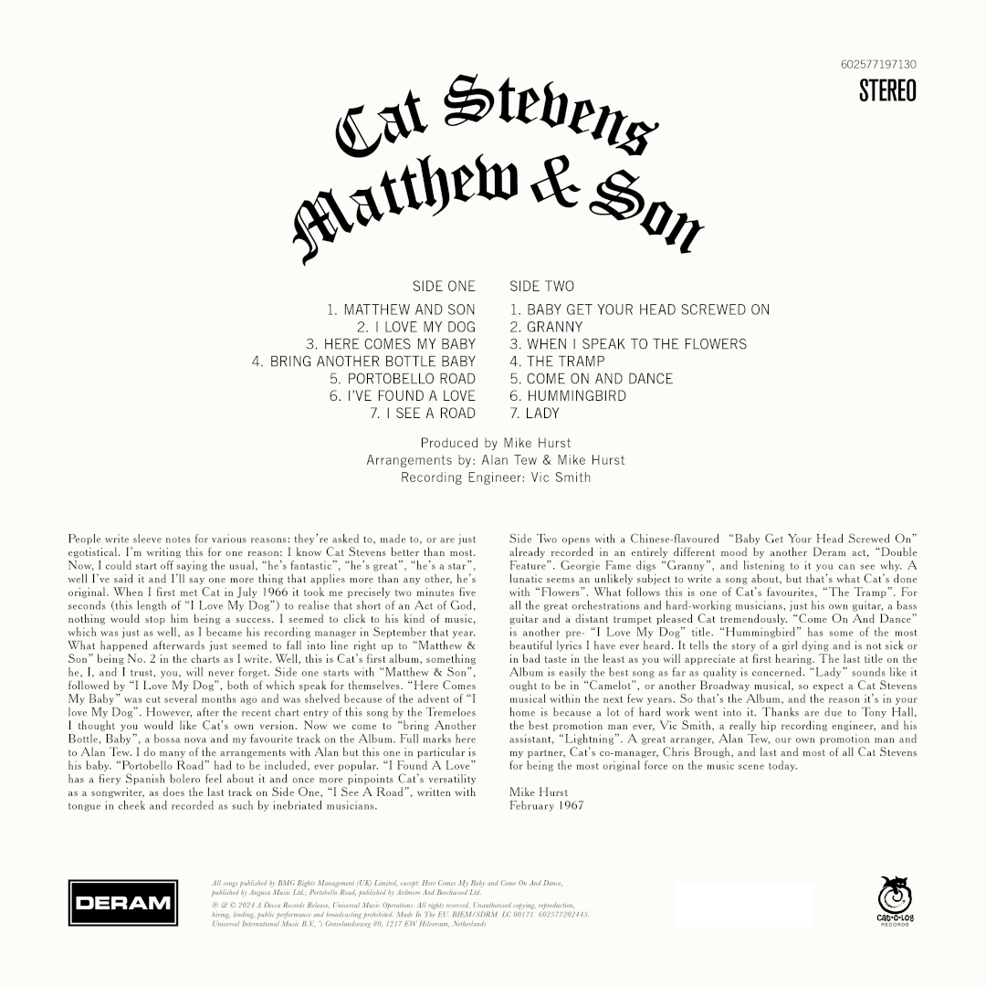 Cat Stevens Matthew & Son CD 339021