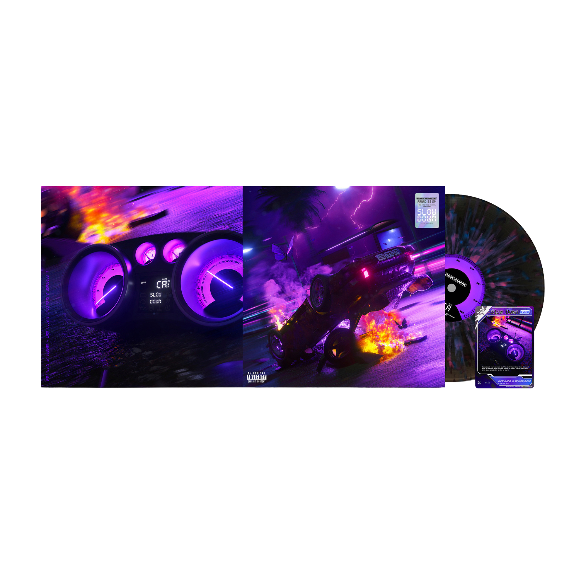 Chase Atlantic Paradise Black ice with pink and blue splatter LP 425556