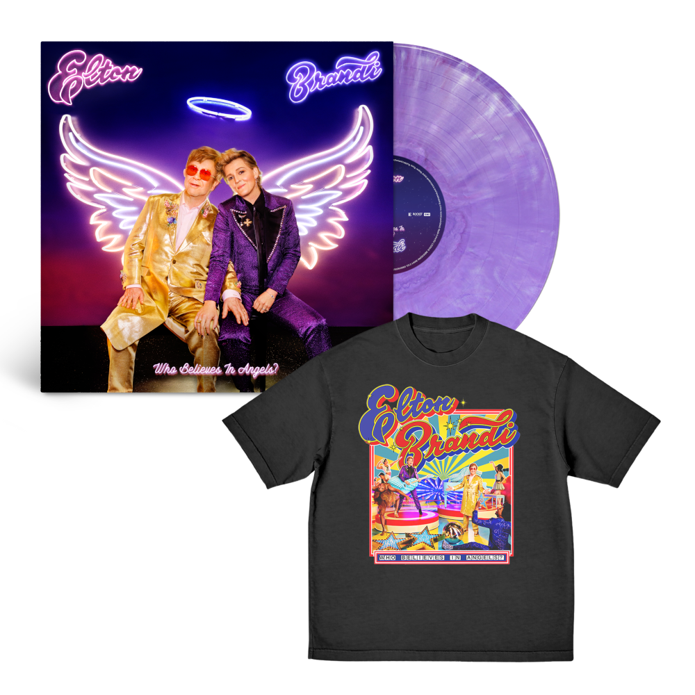 Elton John & Brandi Carlile Store Exclusive Purple Marble Vinyl + Album Cover Black T-Shirt Bundle Bundle 396625