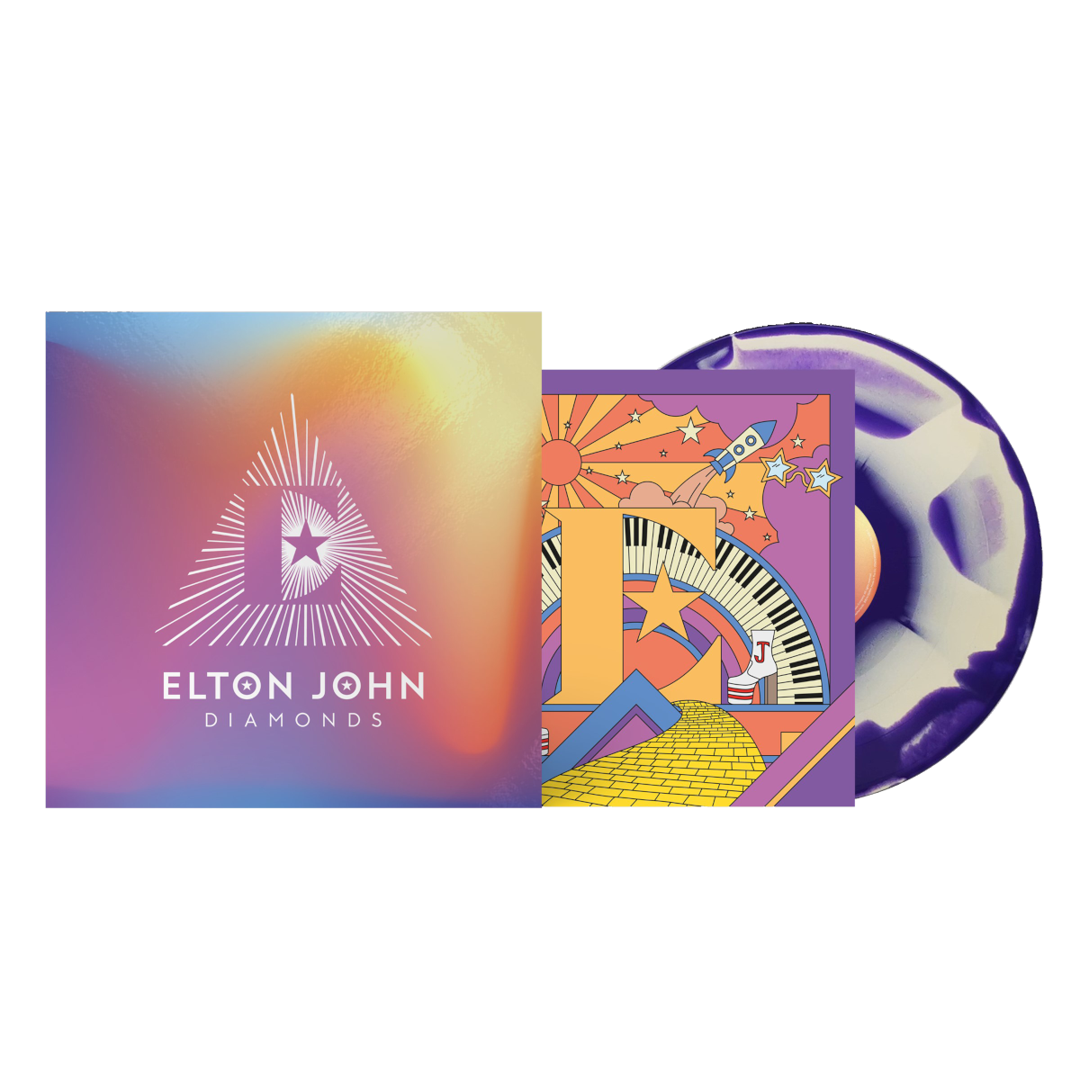 Elton John Diamonds (Pyramid Edition) Limited Coloured LP + Litho Print 308730