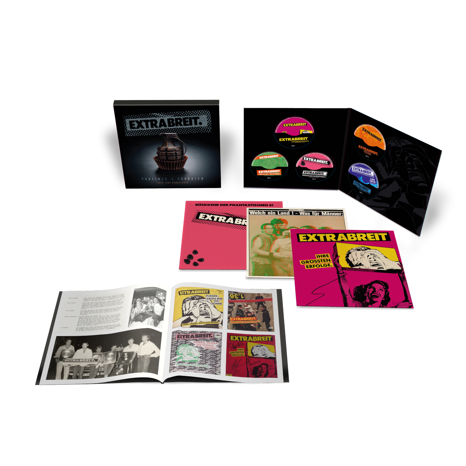Extrabreit Pralinen & Granaten (1979-1982 Remastered) Fanbox mit 3x Coloured LP, 5x CD + Buch 428180