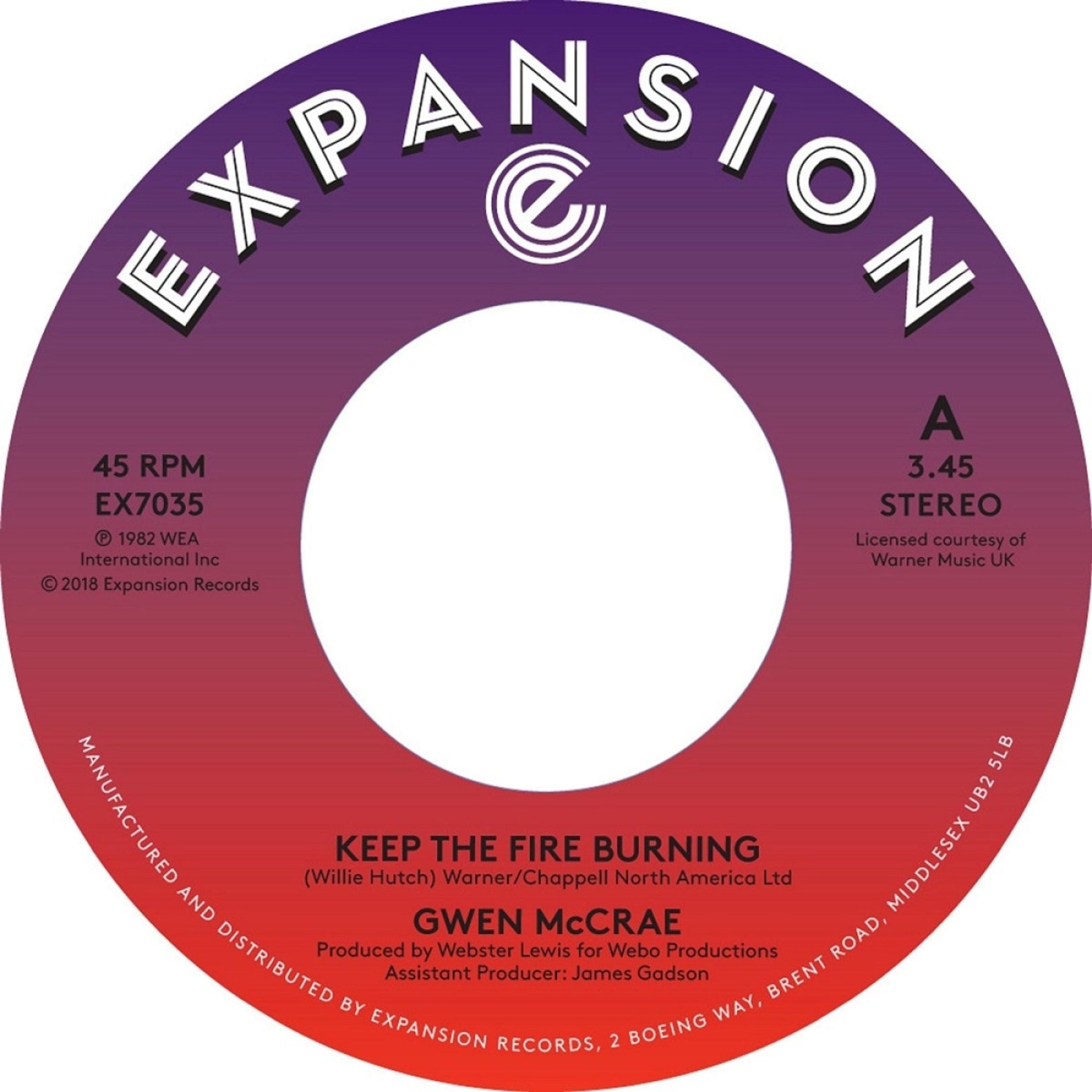 Gwen McCrae Keep The Fire Burning/Funky Sensation Black Vinyl 7" Single 440415