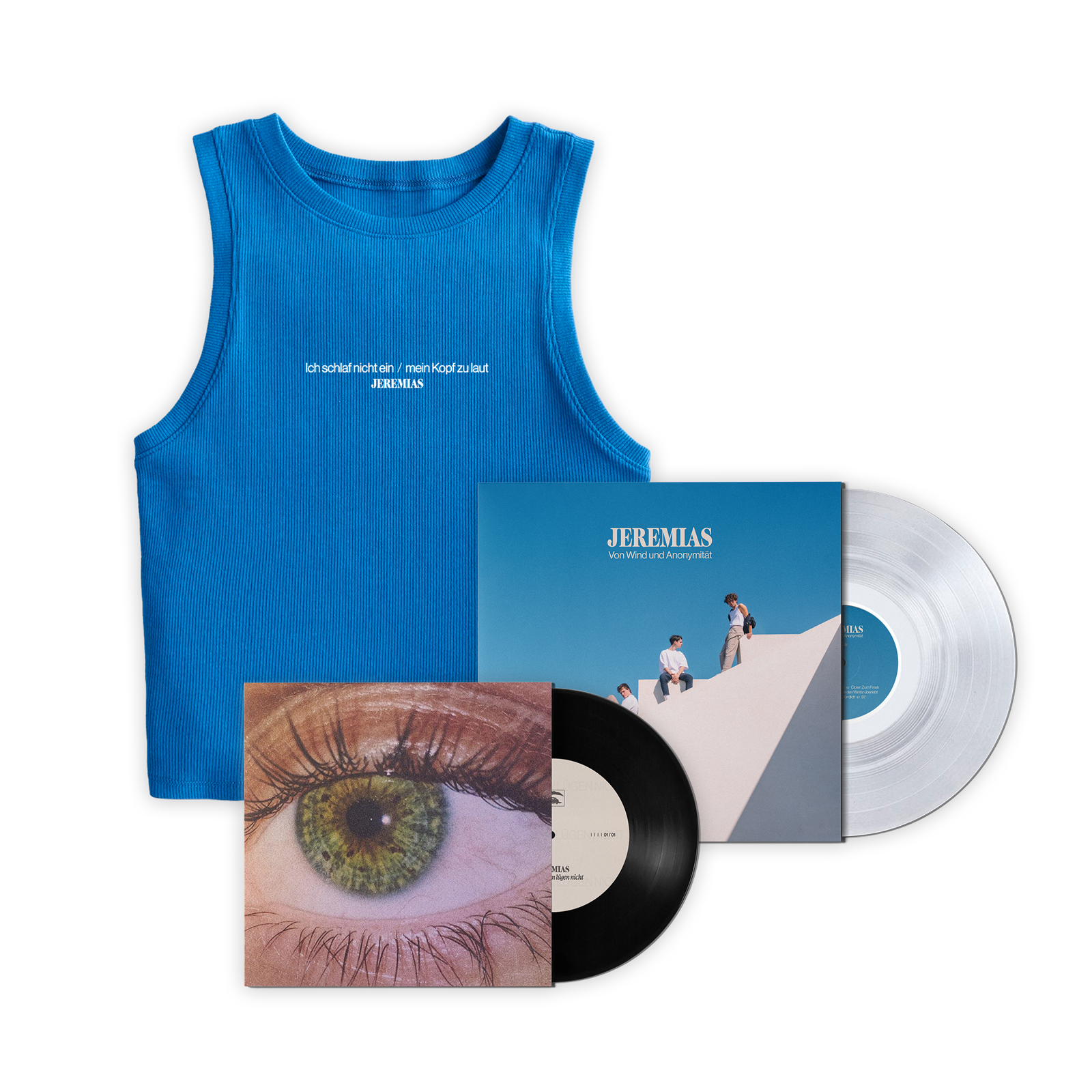 JEREMIAS Von Wind und Anonymität Ltd. LP Crystal Clear + 7Inch + Crop Top blau 314505