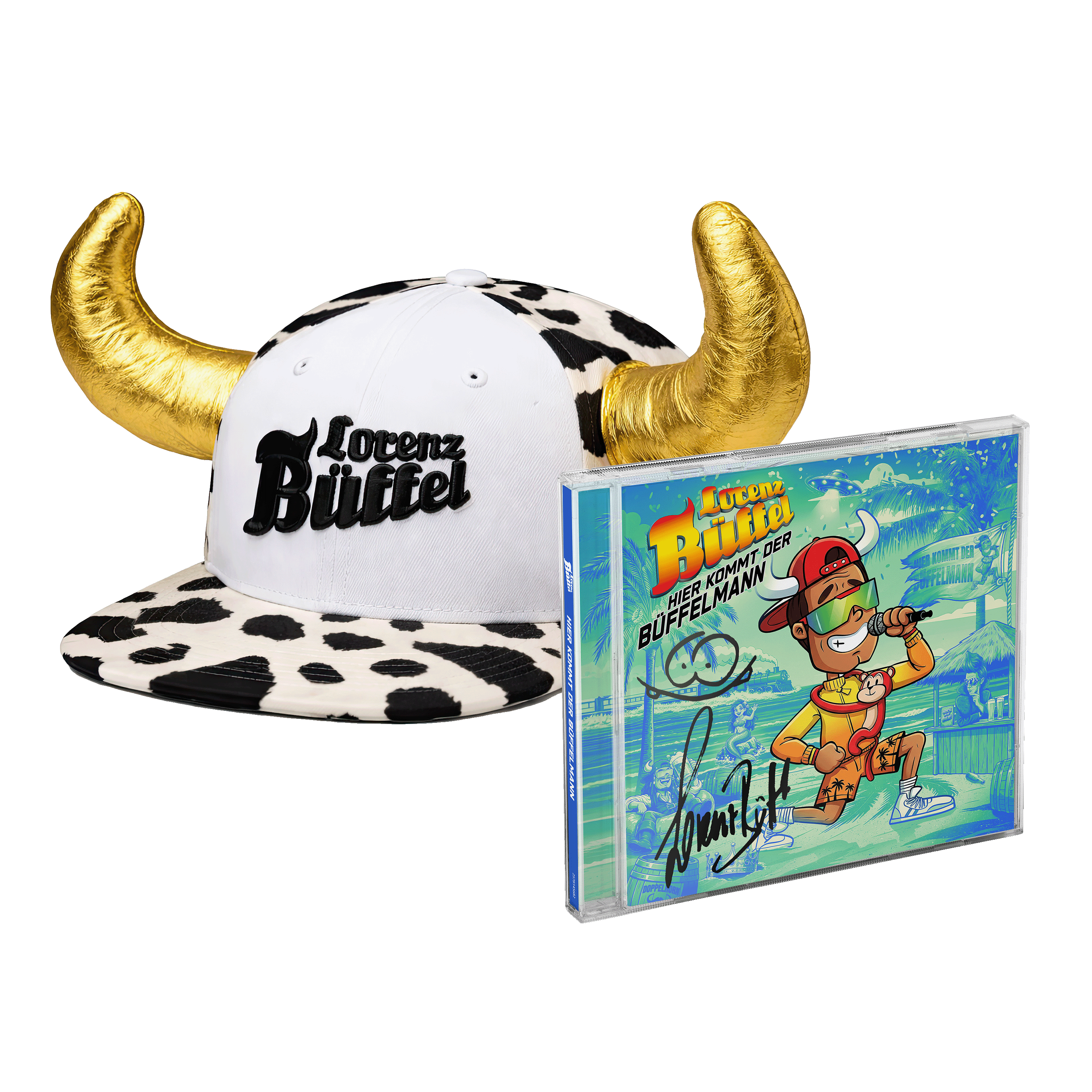 Lorenz Büffel Hier kommt der Büffelmann Signierte CD + Cap mit Hörnern 437687