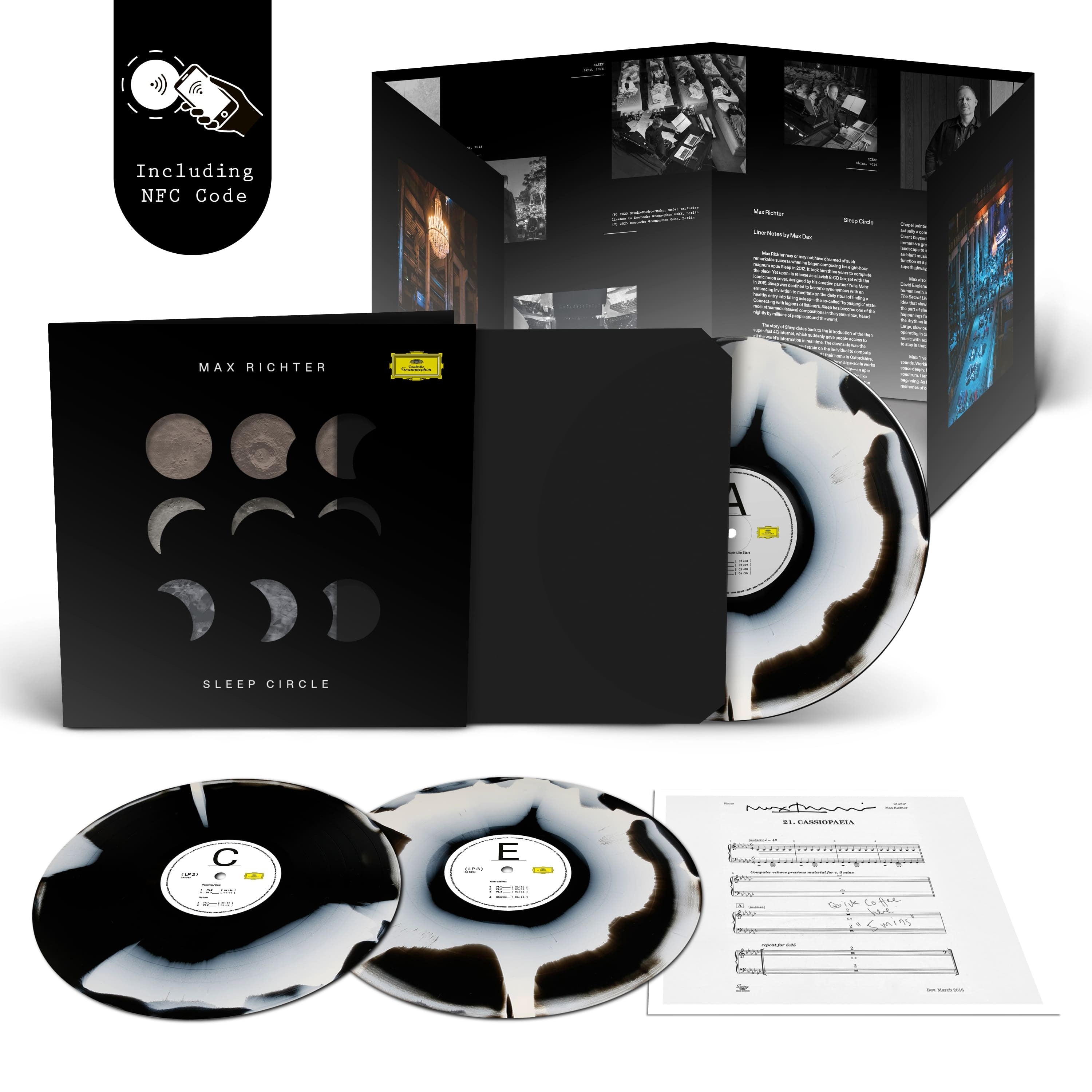 Max Richter SLEEP Circle Deluxe 3LP Corona Vinyl in Schwarz-Weiß mit Cover-Aussparungen im Gatefold und exklusivem Bonus Inhalt + signiertem Artprint  411673