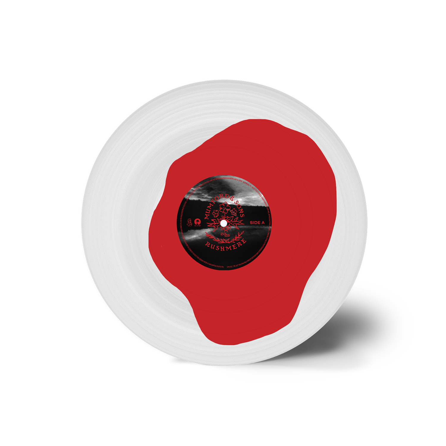 Mumford & Sons RUSHMERE Monochrome Red on Clear Vinyl LP + Dark Grey Stamp Print T-Shirt 393711