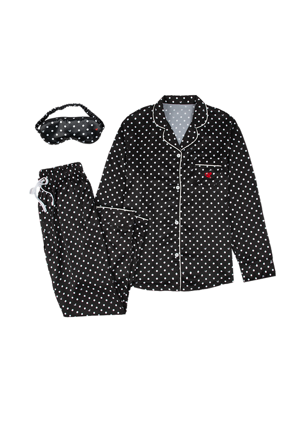 Olivia Rodrigo - Black Polka Dot OR Pajama + Sleepmask Set (Pajama Set)