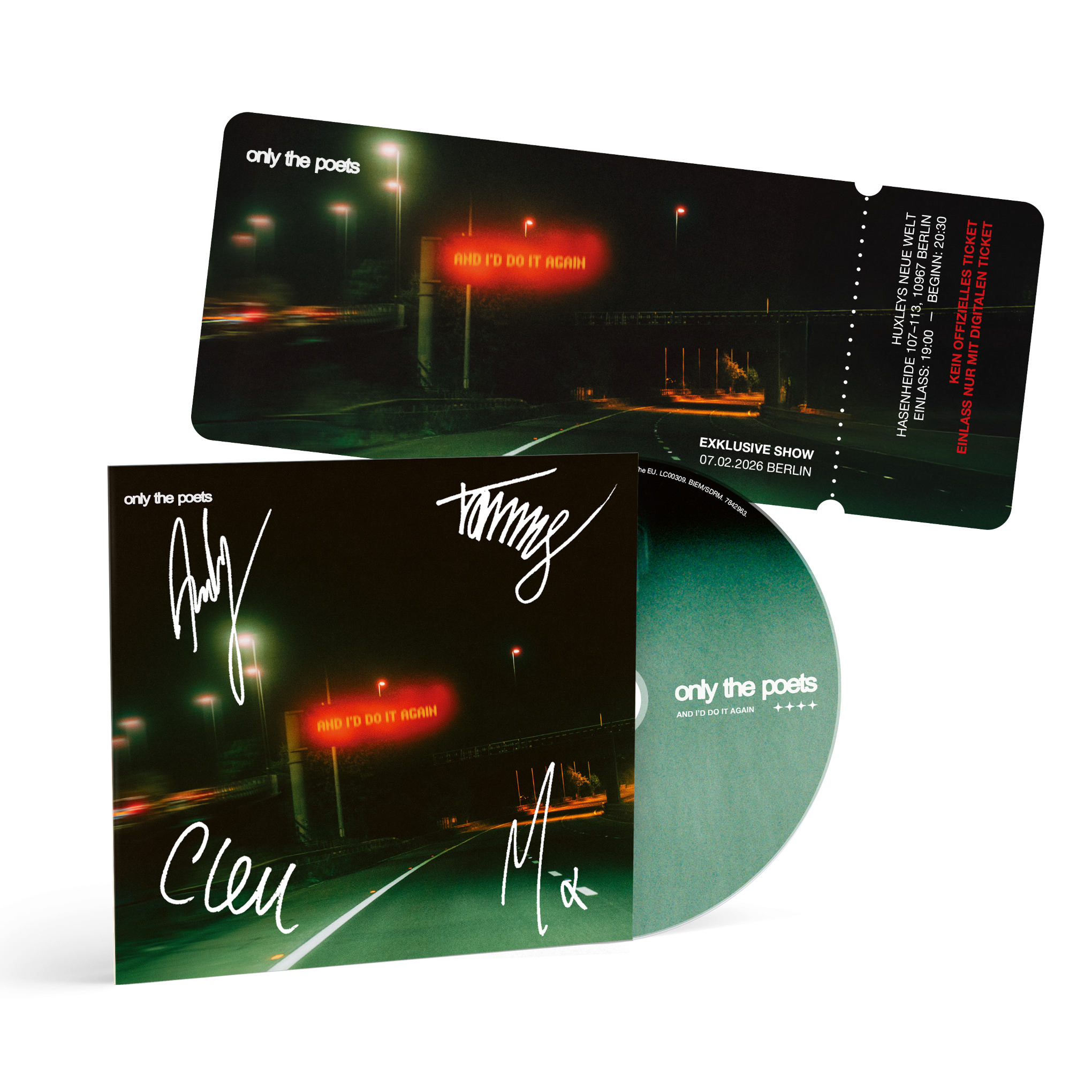 Only The Poets and i'd do it again Signed CD + Ticket Bundle Berlin 430882