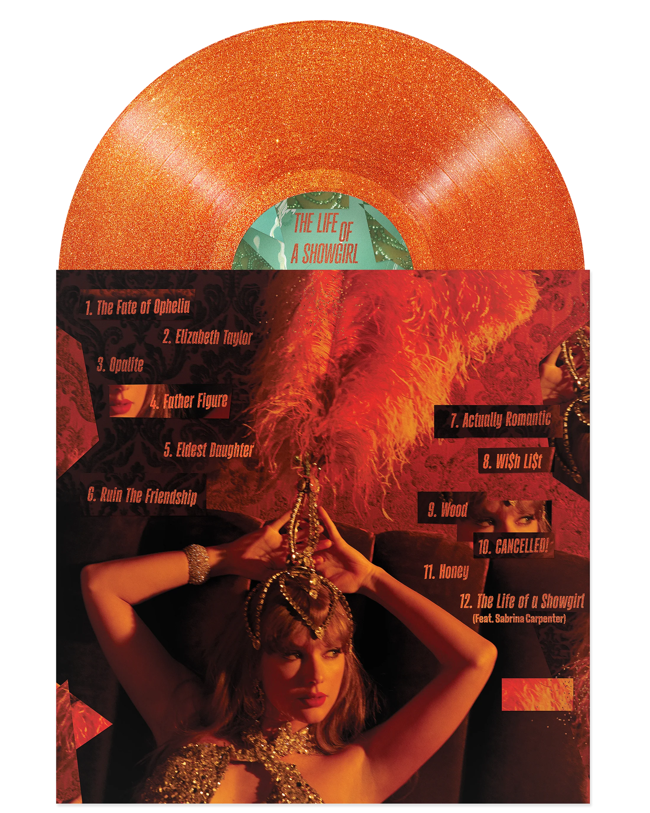 Taylor Swift The Life of a Showgirl: Sweat and Vanilla Perfume Portofino Orange Glitter Vinyl Vinyl 418650