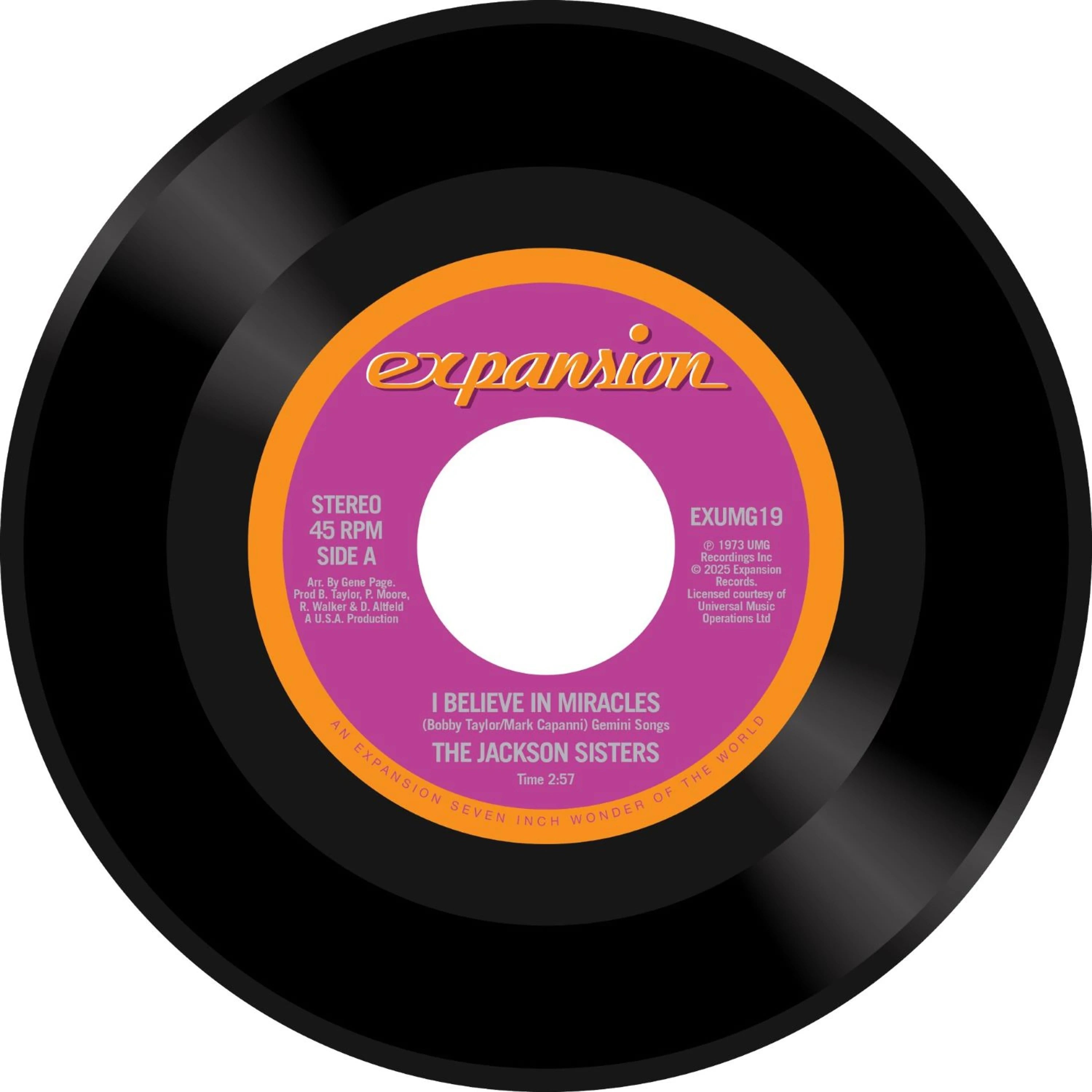 The Jackson Sisters I Believe In Miracles Black Vinyl 7" Single 440423