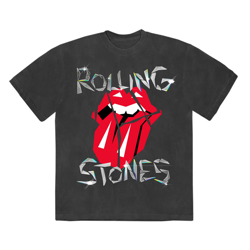 The Rolling Stones Diamond Tongue Grey Washed T-Shirt 326741