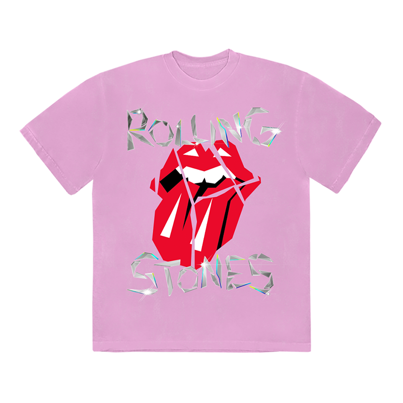 The Rolling Stones Diamond Tongue Pink Washed T-Shirt 323941