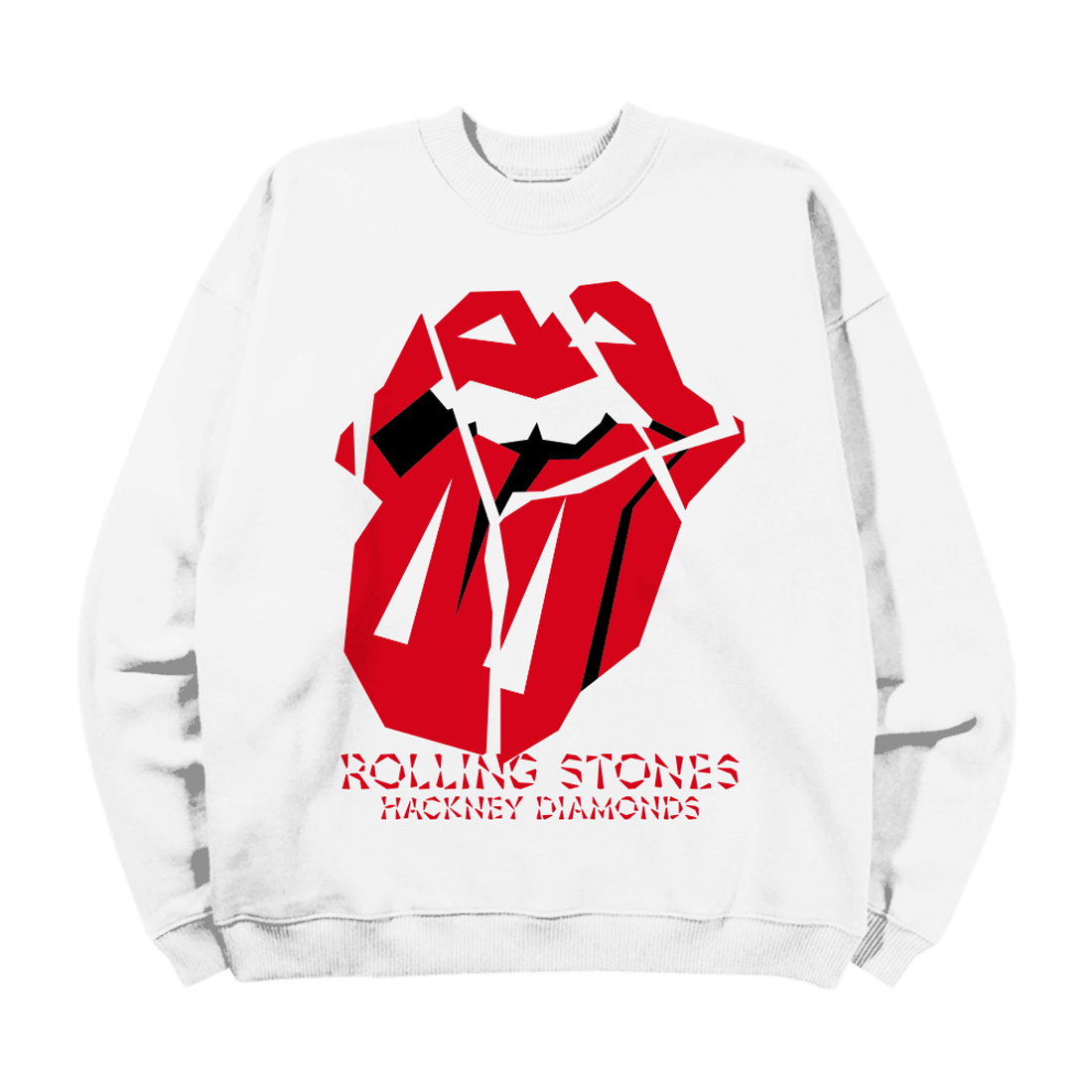 The Rolling Stones Diamond Tongue White Crewneck 326734