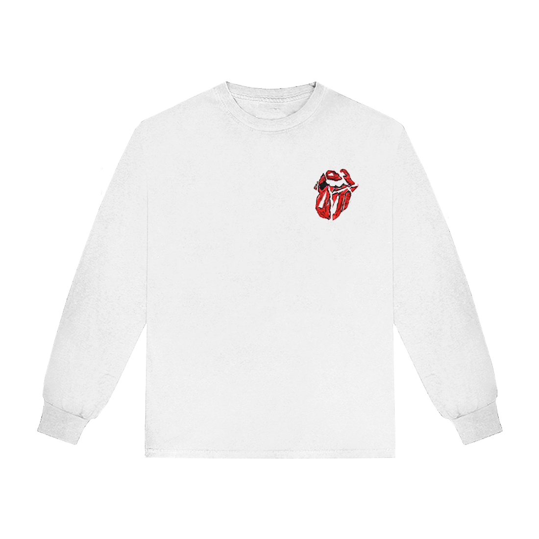 The Rolling Stones Painted Diamond Tongue White Long Sleeve Shirt 324522