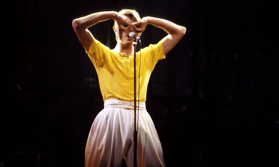 Das Foto zeigt David Bowie bei einem Live-Auftritt.