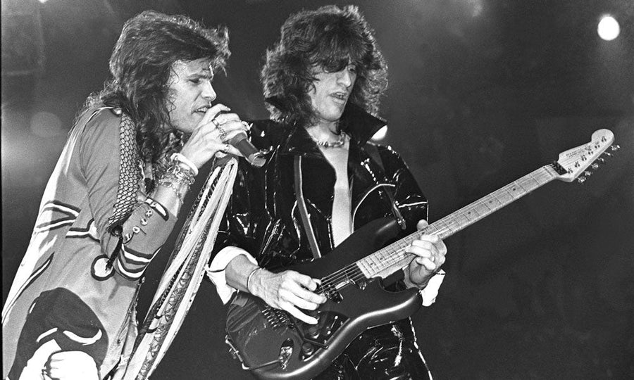 Das Foto zeigt Aerosmith in den 80ern