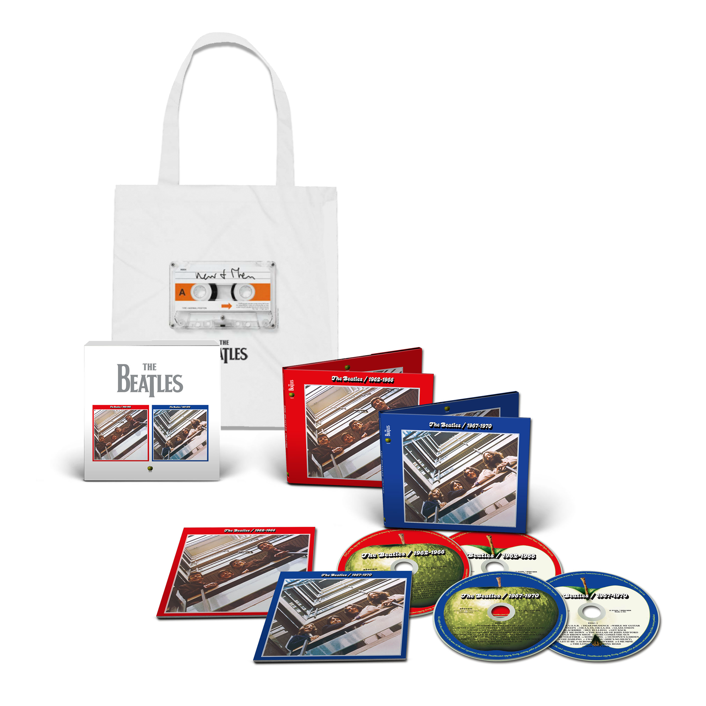 The Beatles The Beatles 1962 – 1966 and 1967 – 1970 4 CD box set + Cassette Tote Bundle 334393